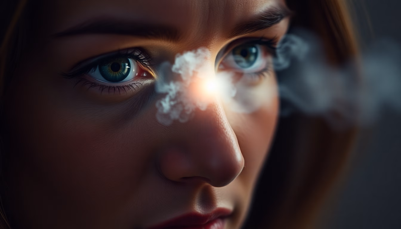 Une personne méditant paisiblement, le brouillard se dissipant
