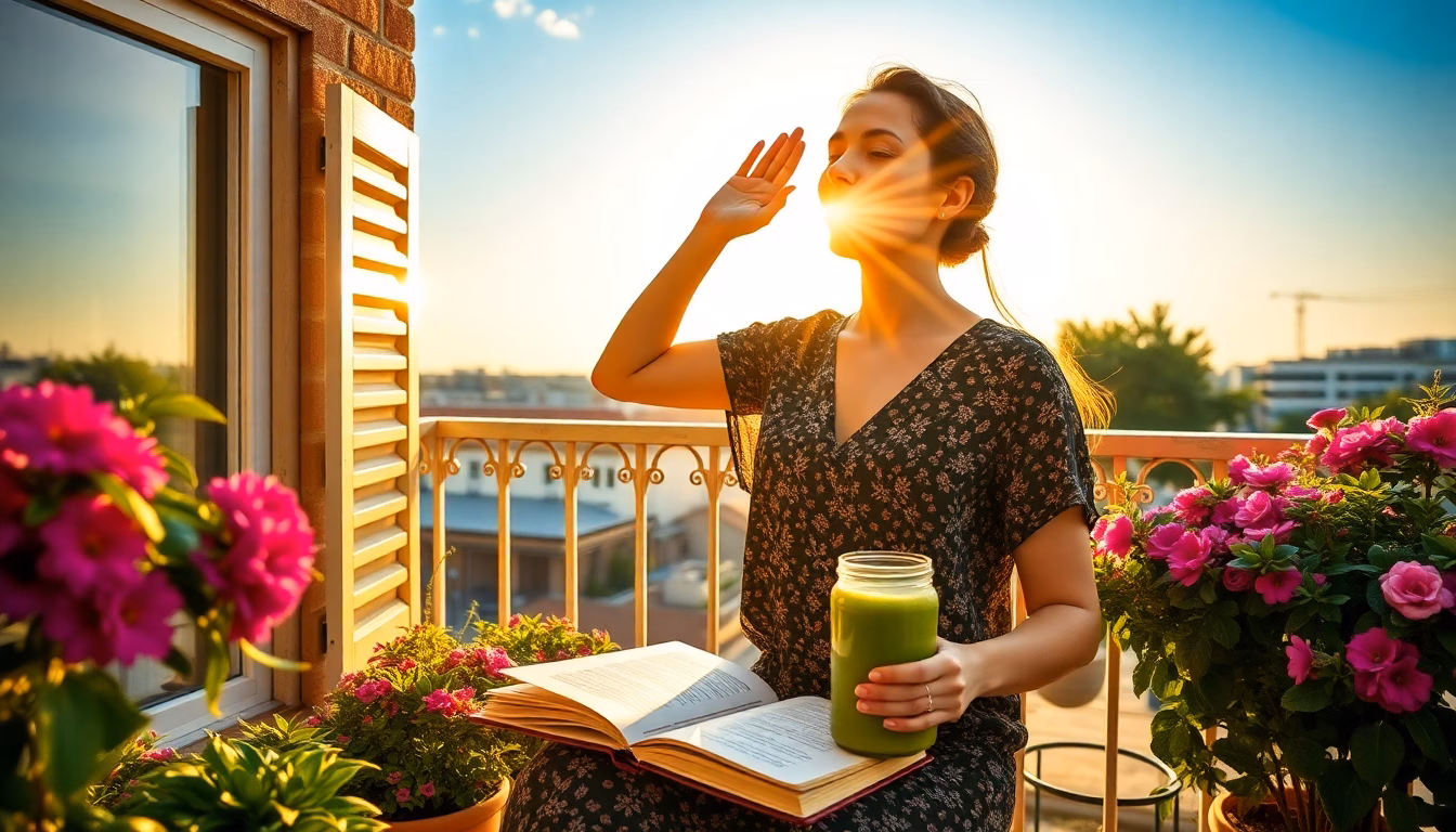 Personne faisant du yoga au lever du soleil, symbole d'énergie