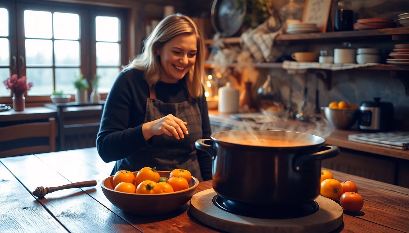 Bol fumant de soupe de légumes d'automne
