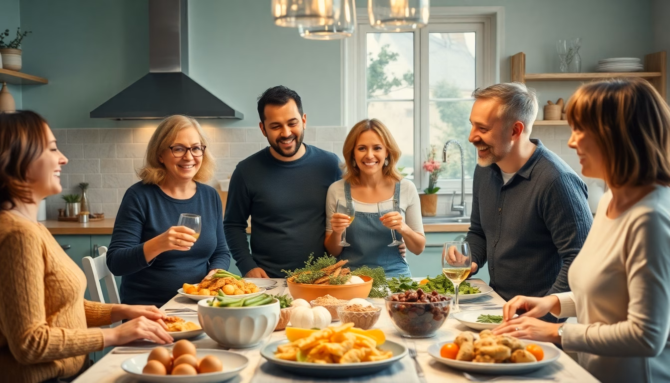 Une famille joyeuse partageant un repas fait maison
