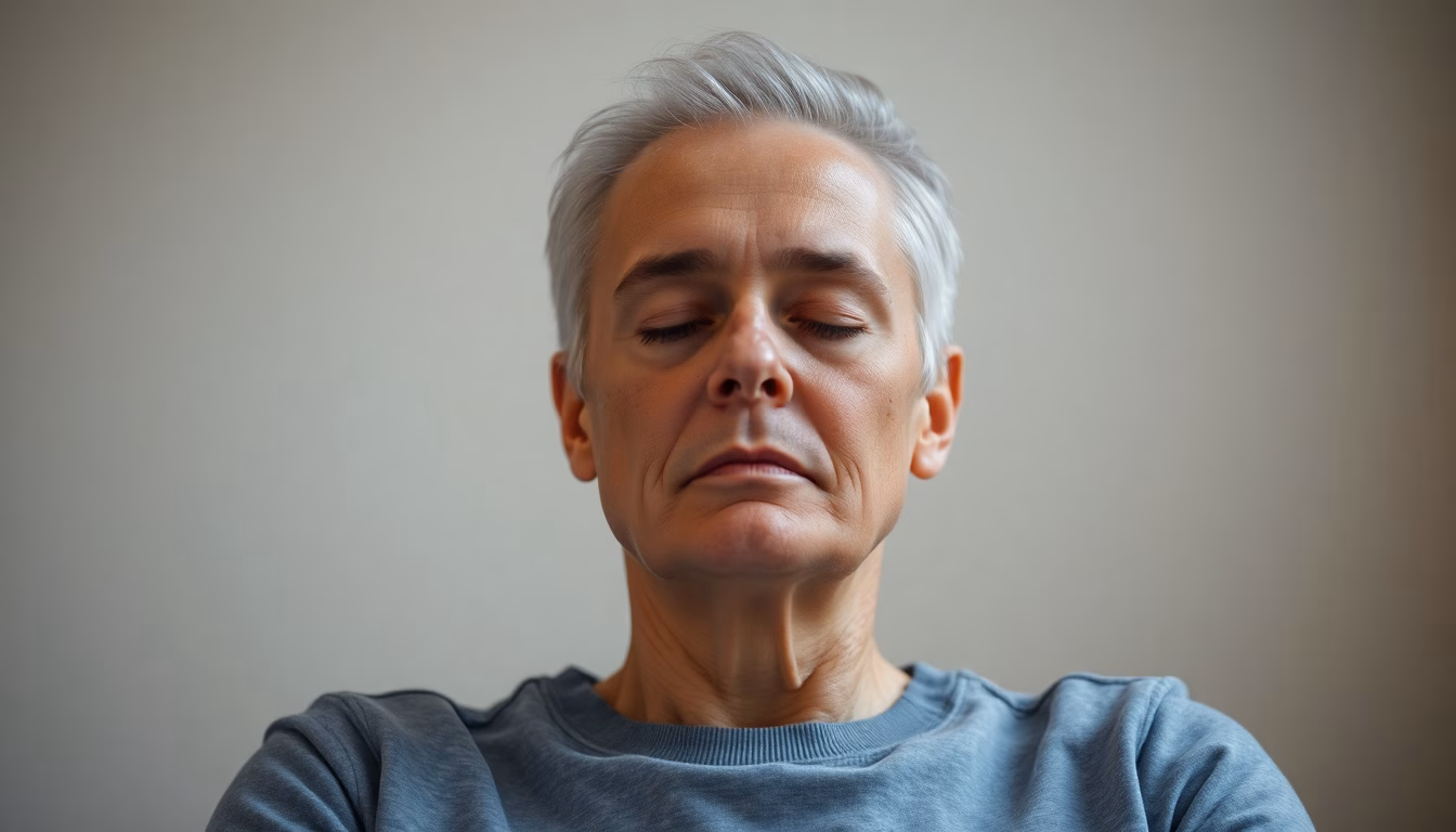 Femme sereine affirmant un refus avec un sourire doux