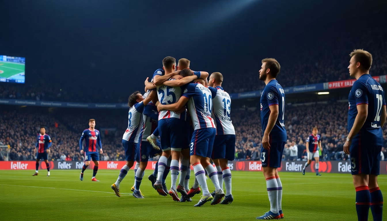 Joueurs de Lille et du Paris SG s'affrontant sur le terrain.