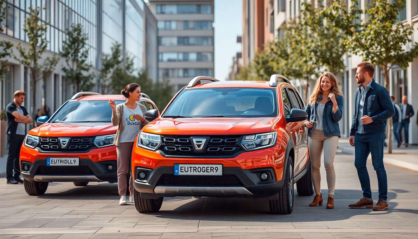 Une image montrant plusieurs modèles récents de Dacia garés côte à côte, symbolisant leur succès.