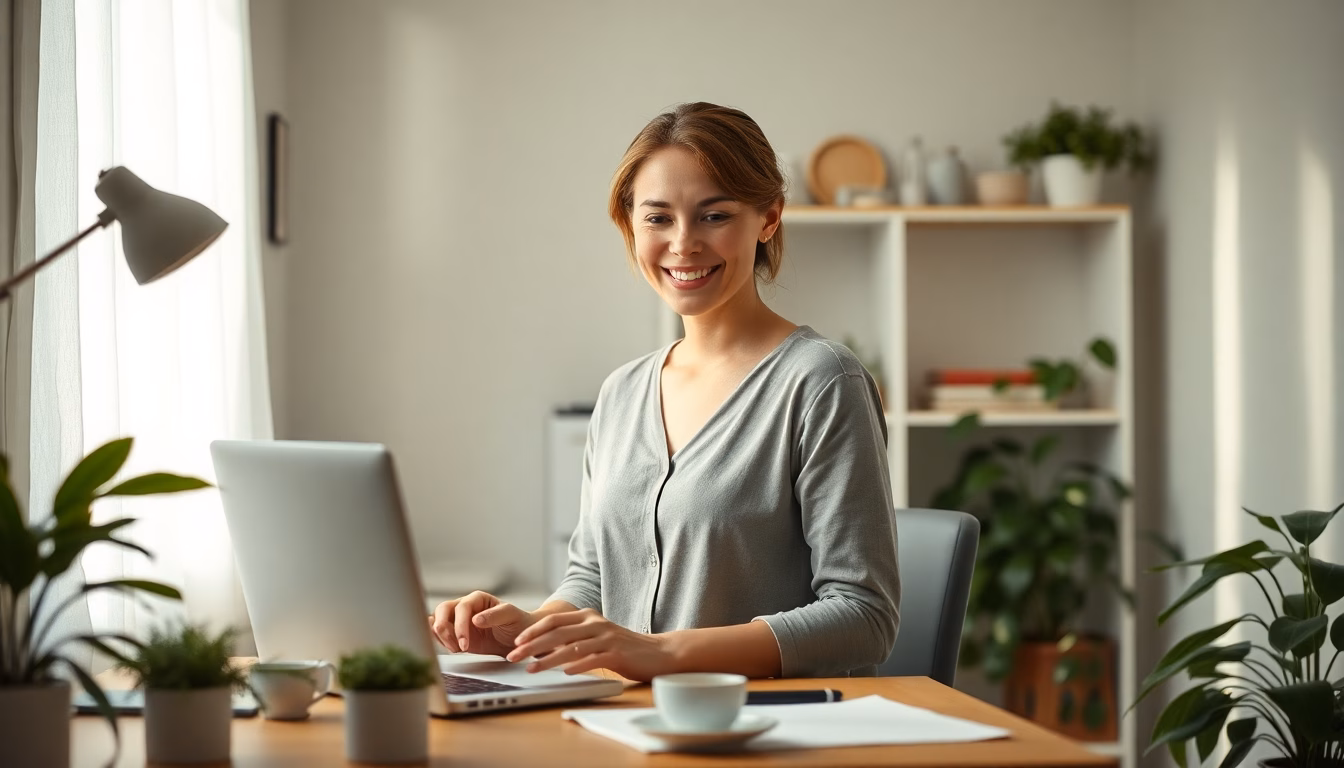 personne sereine accomplissant une tâche simple
