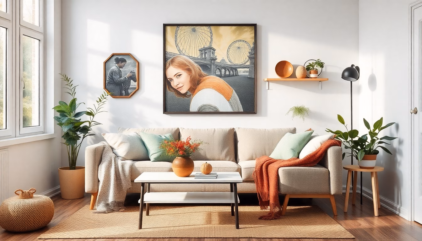salon décoré pour l'automne